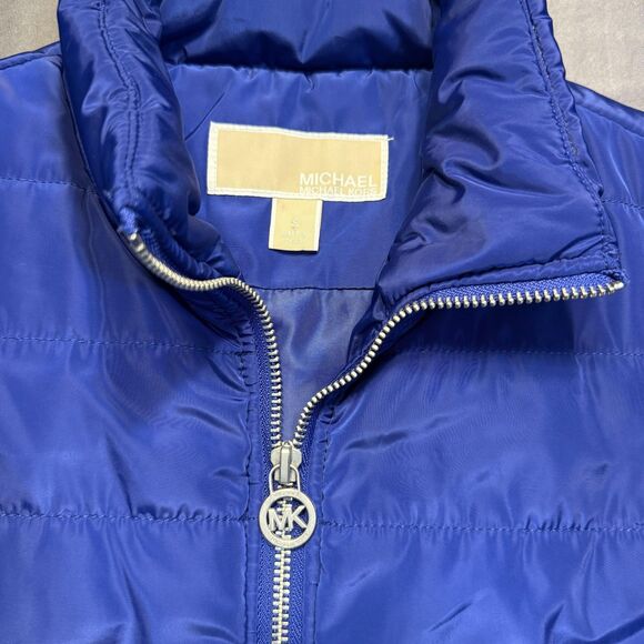 Michael Michael Kors Vest Womens Small Blue Puffer Quilted Zip Sleeveless - Picture 3 of 9